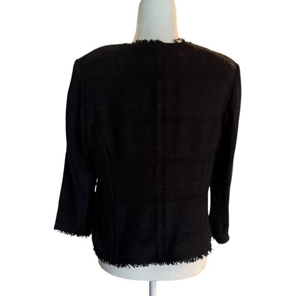 Banana Republic Black Raw Edge Open Front Professional Blazer Size 14 - Picture 3 of 11